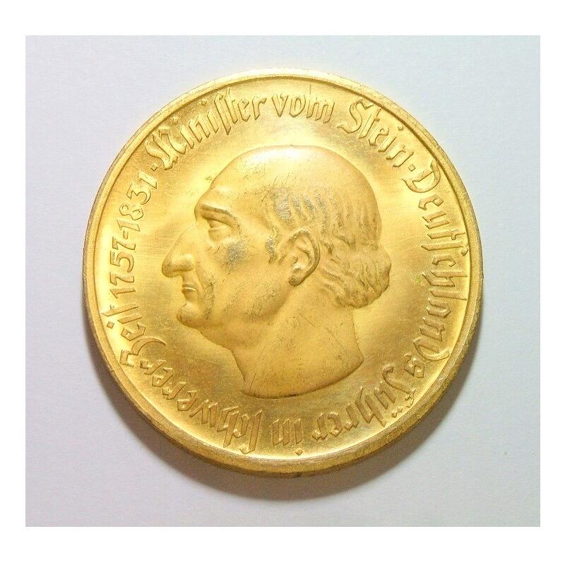 德国1923年威斯特法伦1万马克镀金大马币 精制原光