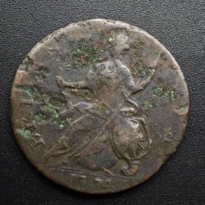 【淘币小摊】限时拍第八百五十七拍  老铜币场  满百包邮可预留两周  周一统一发货  - 英国1774年乔治三世半便士铜币