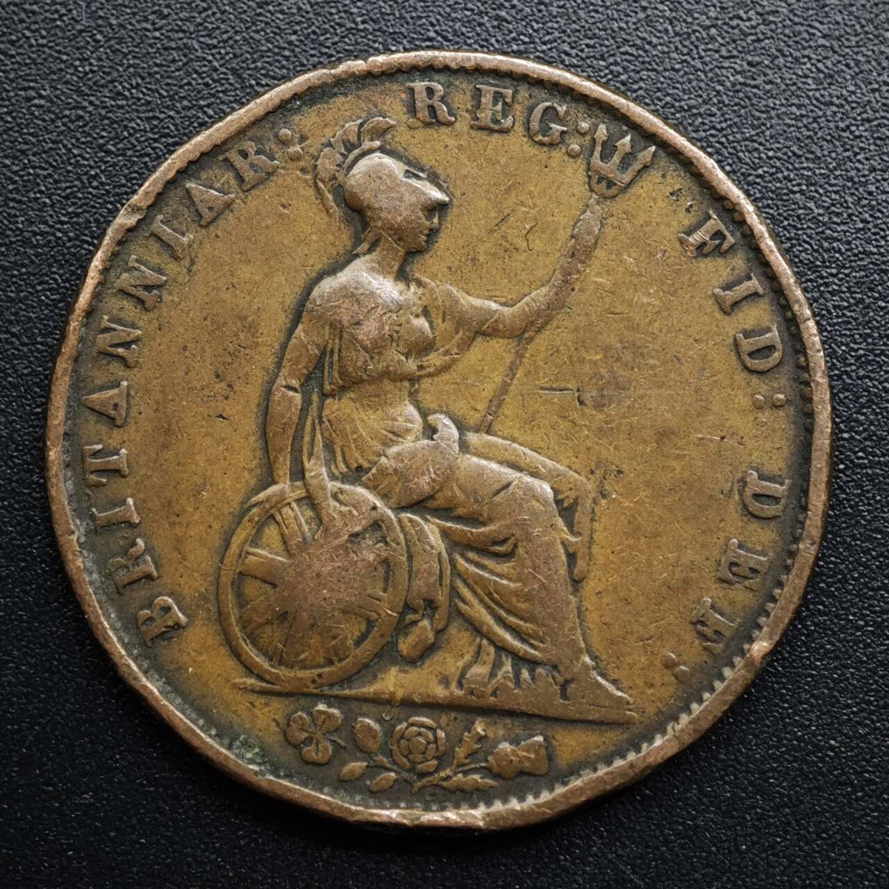 【淘币小摊】限时拍第八百五十七拍  老铜币场  满百包邮可预留两周  周一统一发货  英国1854年维多利亚半便士铜币