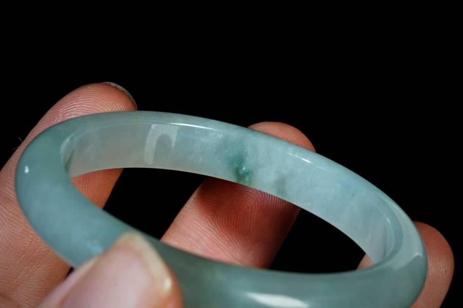 上海都达杂项专场十二（全场包邮】 天然冰晴种飘花翡翠（A货）手镯89-6