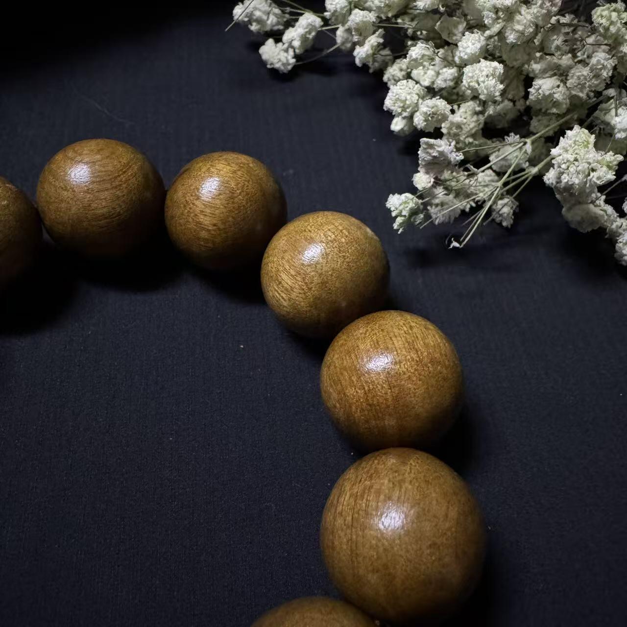 零元拍：金丝楠圆珠珠手串，20MM 金丝满满，满手留香