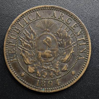 【淘币小摊】限时拍第八百五十七拍  老铜币场  满百包邮可预留两周  周一统一发货  - 阿根廷1894年2分铜币