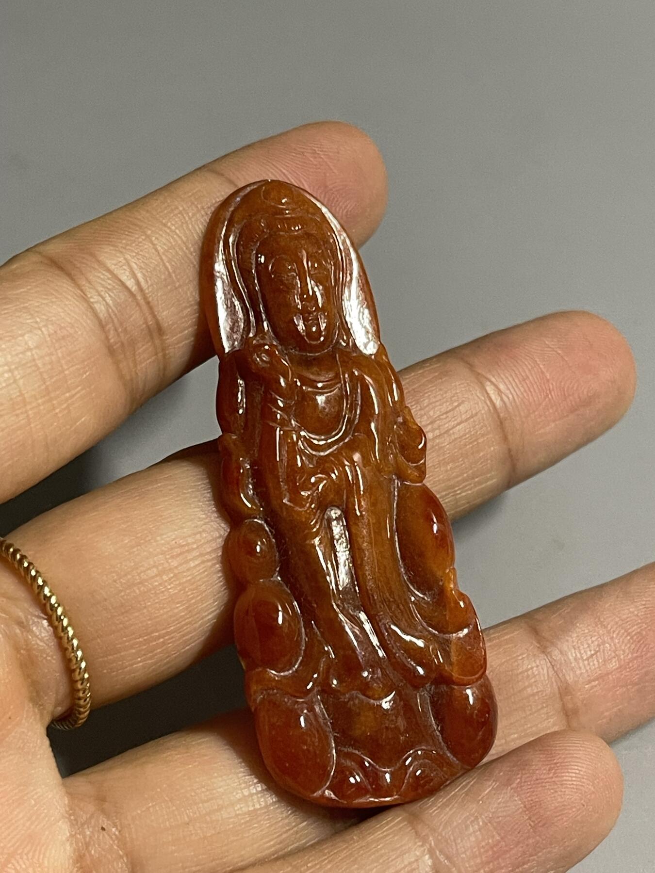 喵了个咪的第二期玉器杂项拍卖 天然红翡观音