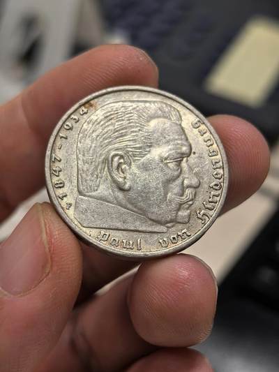 博洋堂世界钱币拍卖第159期（全场包邮） - 德国1936年F版兴登堡5马克银币 细节清晰带转光