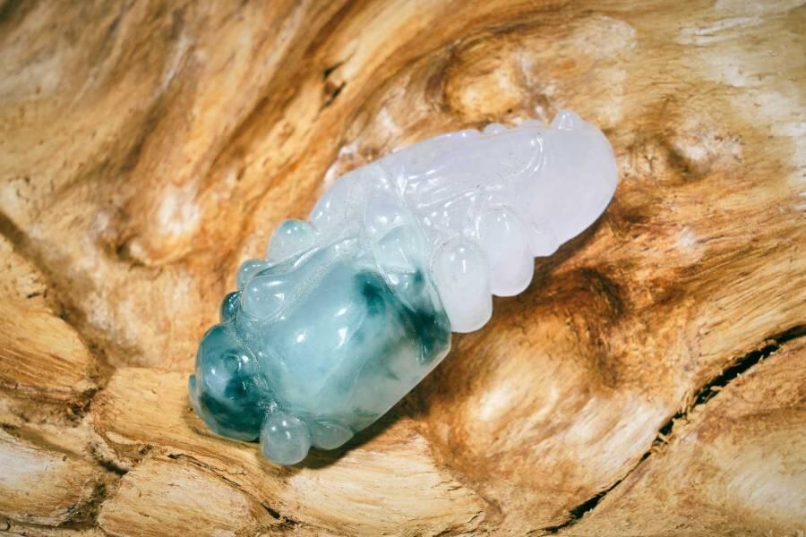 上海都达杂项专场十二（全场包邮】 天然冰飘花翡翠（A货）精雕《多子多福》挂件89-14