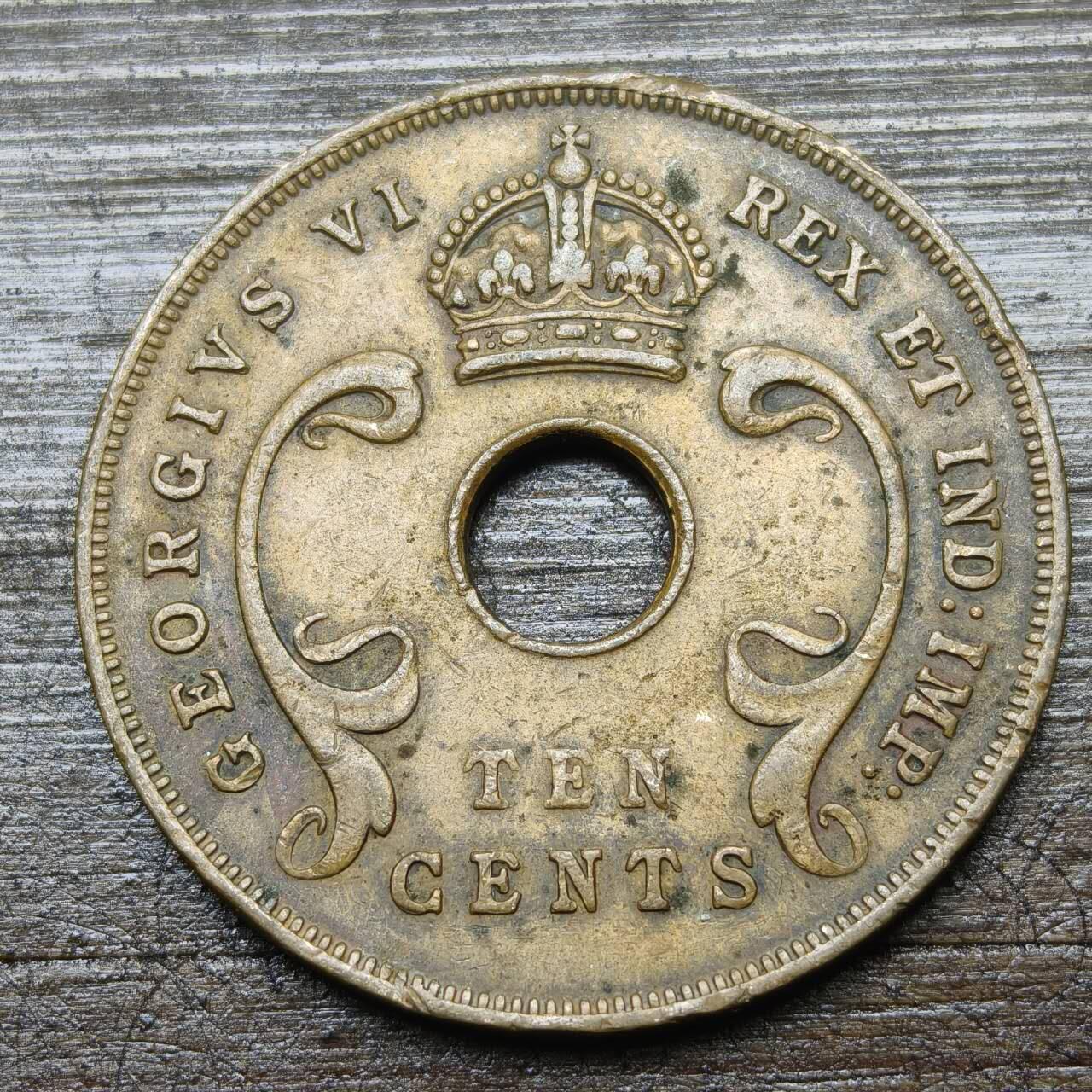 【铜匠收藏】★第142★散币专场 不寄存，30包邮。不满30元，支付5元运费。《接受代拍 代送NGC评级》 49【无寄存】英属东非 1942年 10分 乔治六世 铜币