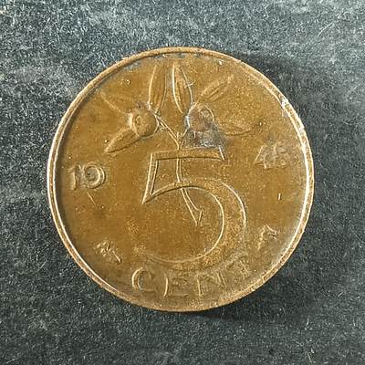 逸泉钱币2026第十四场世界各国散币纪念币A1214-1613 - 1396 荷兰5分铜硬币