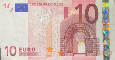 回流0201 - 2002版德意志联邦银行（X）发行的10欧元纸钞，等值83.44元人民币