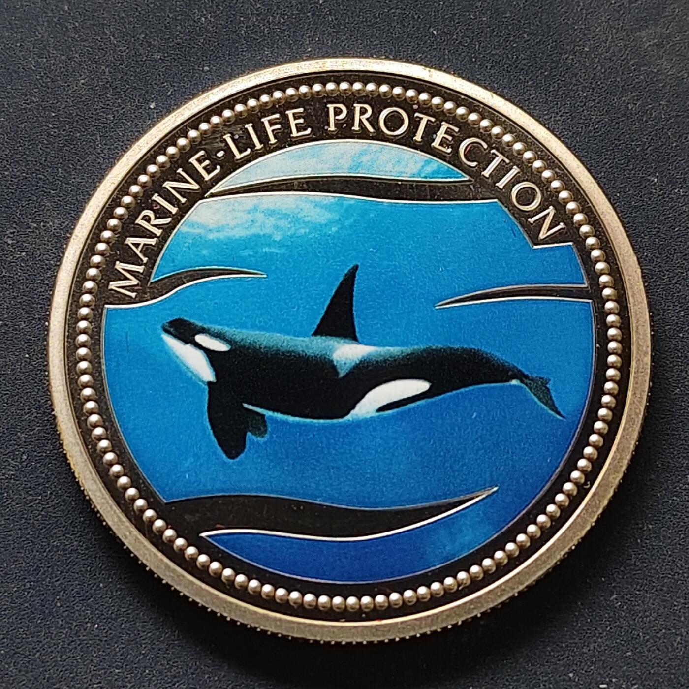 【全场包邮】纯粹捡漏拍498场-持续更新中 【少见】帕劳2003年1元海洋生物保护系列虎鲸彩色克朗型纪念币-量8000