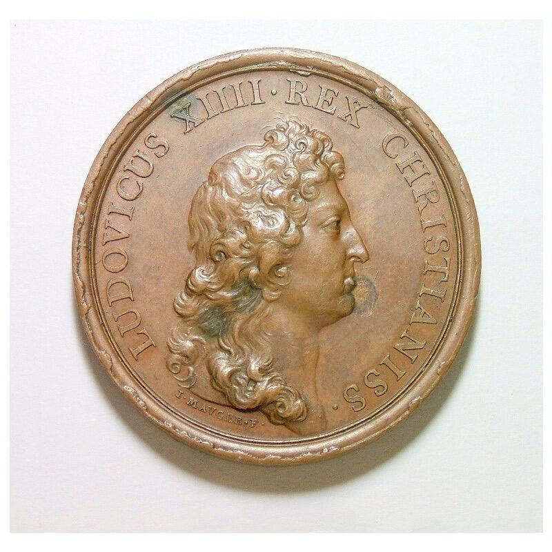 【旋风钱币】1月31日19:00准时开拍 精美欧洲币章、银币银章、第三帝国钱币等 全场包邮！ 【艺术】法国艺术大章1663年 太阳王路易十四马尔塞战役高浮雕精制大铜章 40MM