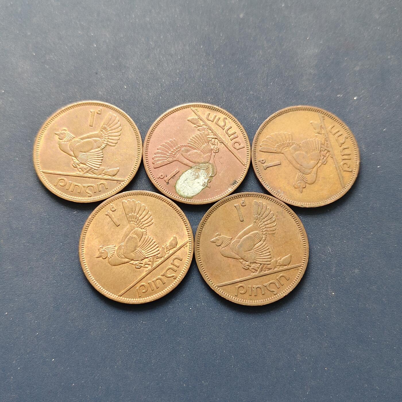 【全场包邮】纯粹捡漏拍498场-持续更新中 爱尔兰各年份1便士铜币5枚一组