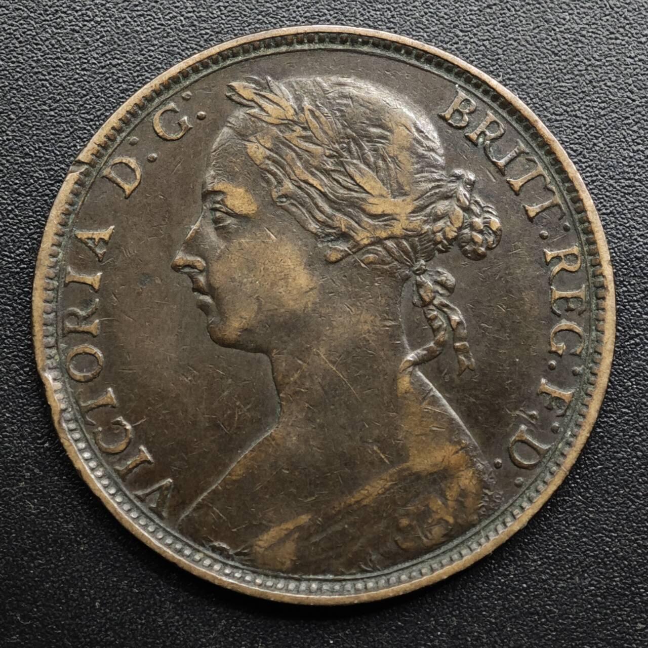 【淘币小摊】限时拍第八百五十七拍  老铜币场  满百包邮可预留两周  周一统一发货  英国1893年维多利亚半便士铜币