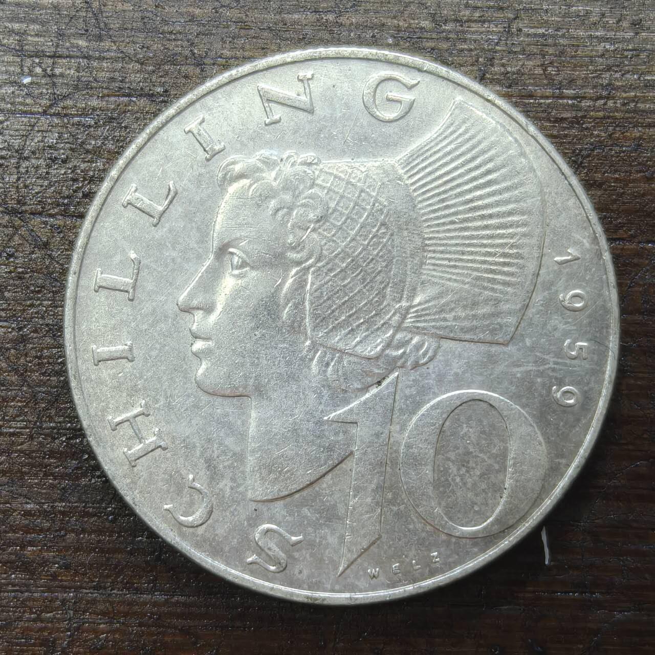 【春节前最后一拍，下一场3.3号】★第139加场★银币专场 不寄存，200包邮。不满200元，支付5元运费。《接受代拍 代送NGC评级》 11【无寄存】奥地利共和国 1959年 10先令