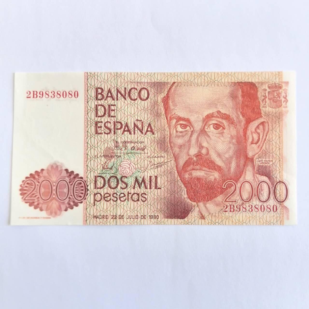 各国外币第110期 西班牙2000比塞塔1980年无47靓号 全新