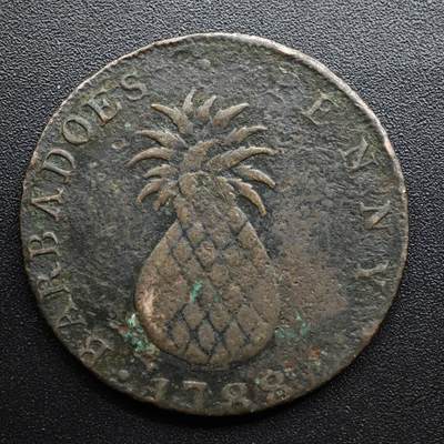 【淘币小摊】限时拍第八百五十七拍  老铜币场  满百包邮可预留两周  周一统一发货  - 巴巴多斯1788年菠萝一便士铜币
