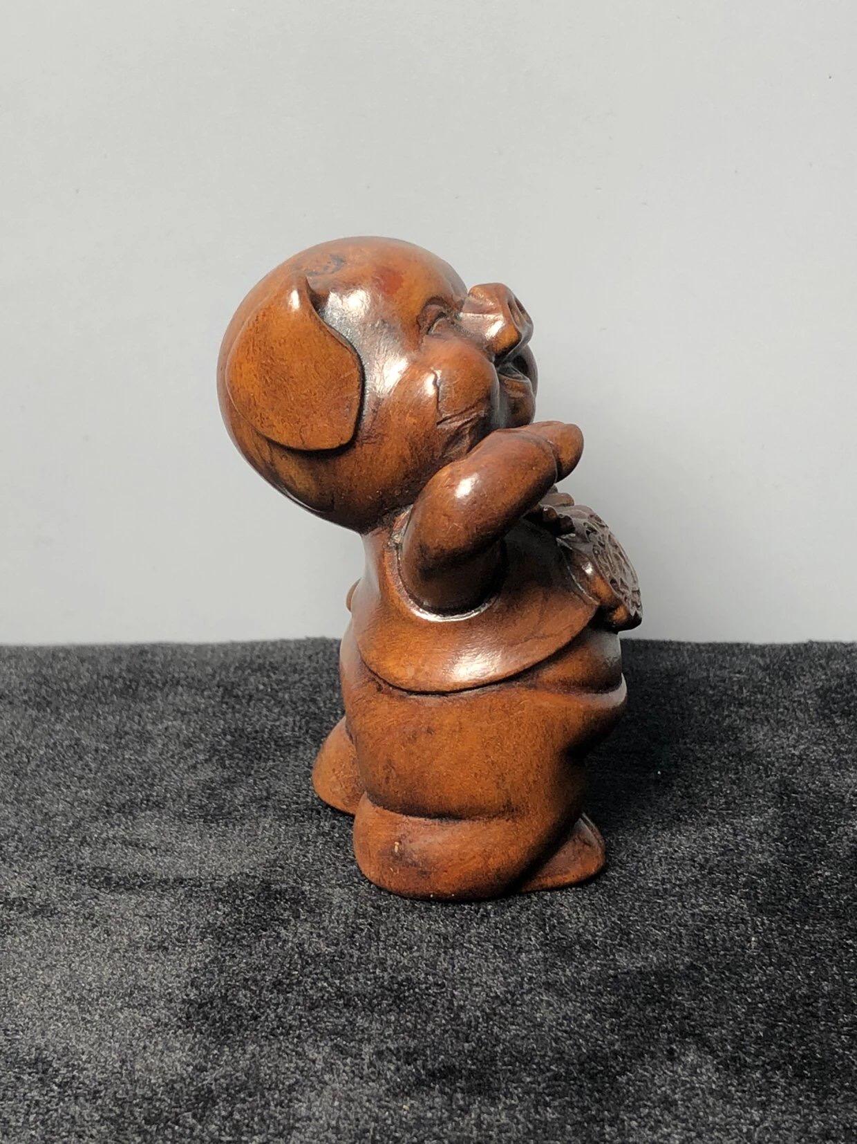 喵了个咪的第三期木器杂项小摆件拍卖 黄杨木招财猪