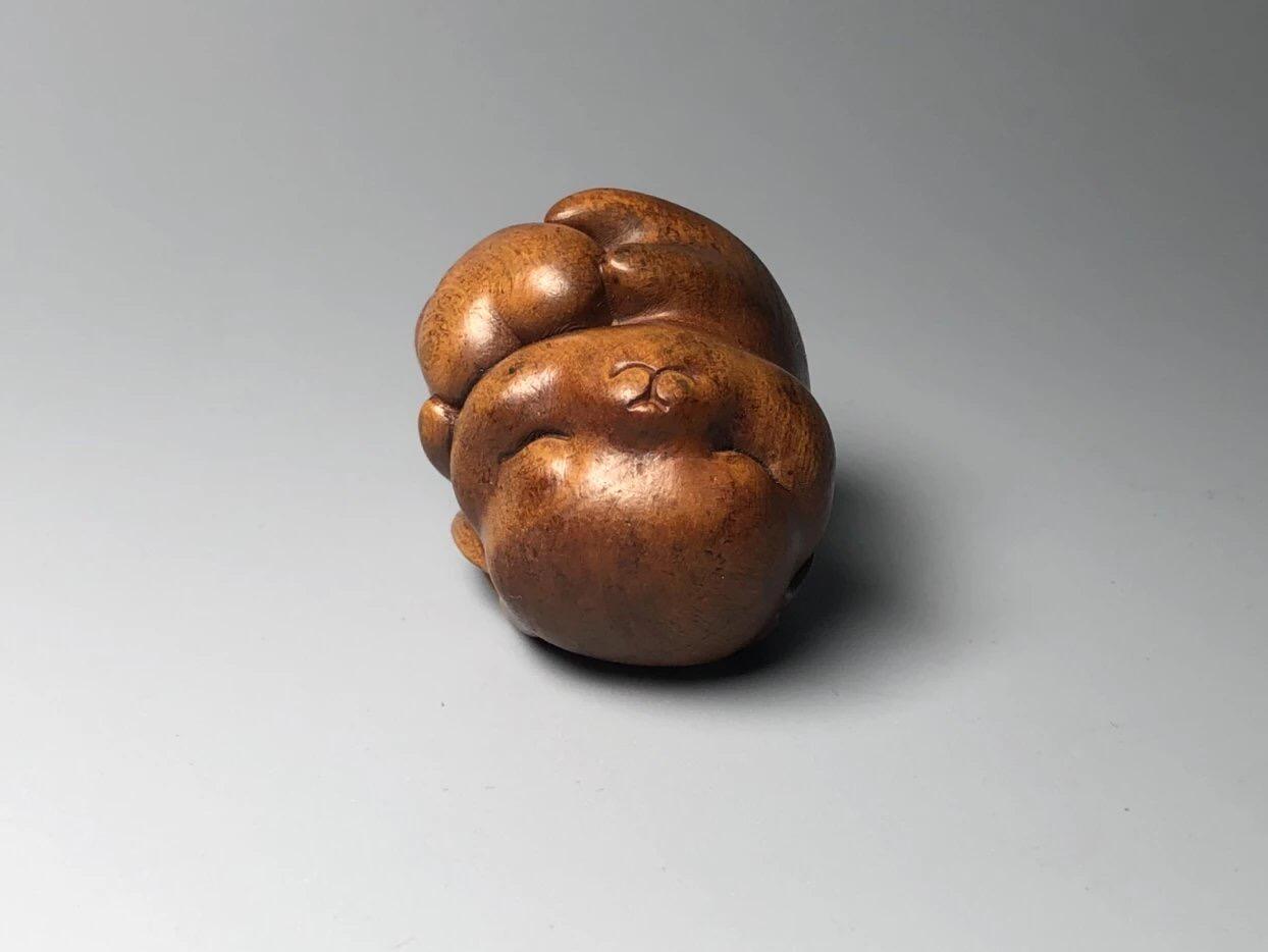 喵了个咪的第三期木器杂项小摆件拍卖 黄杨木小兔子