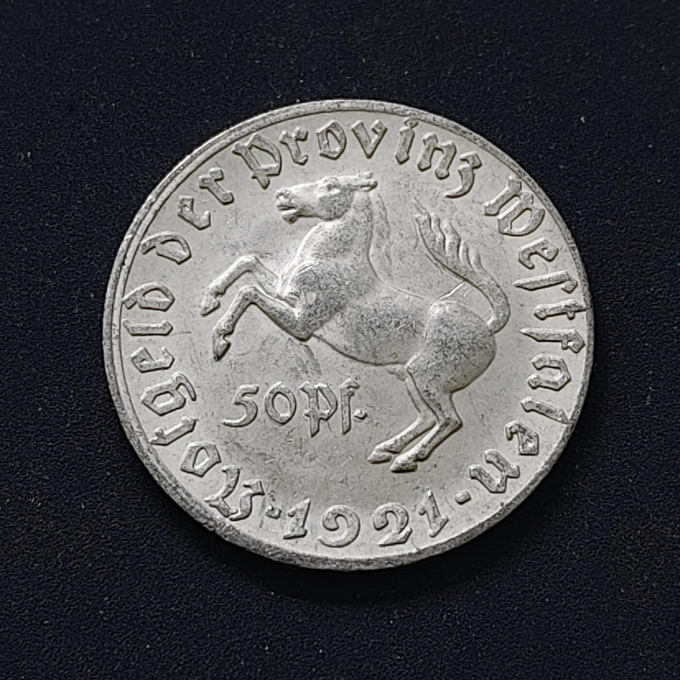 【全场包邮】纯粹捡漏拍498场-持续更新中 德国紧急状态威斯特法伦1921年50芬尼马克冯·施泰因男爵大马币