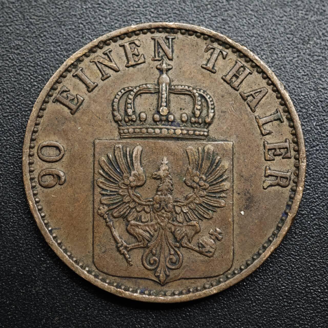 【淘币小摊】限时拍第八百五十七拍  老铜币场  满百包邮可预留两周  周一统一发货  德国普鲁士1867年4便士铜币