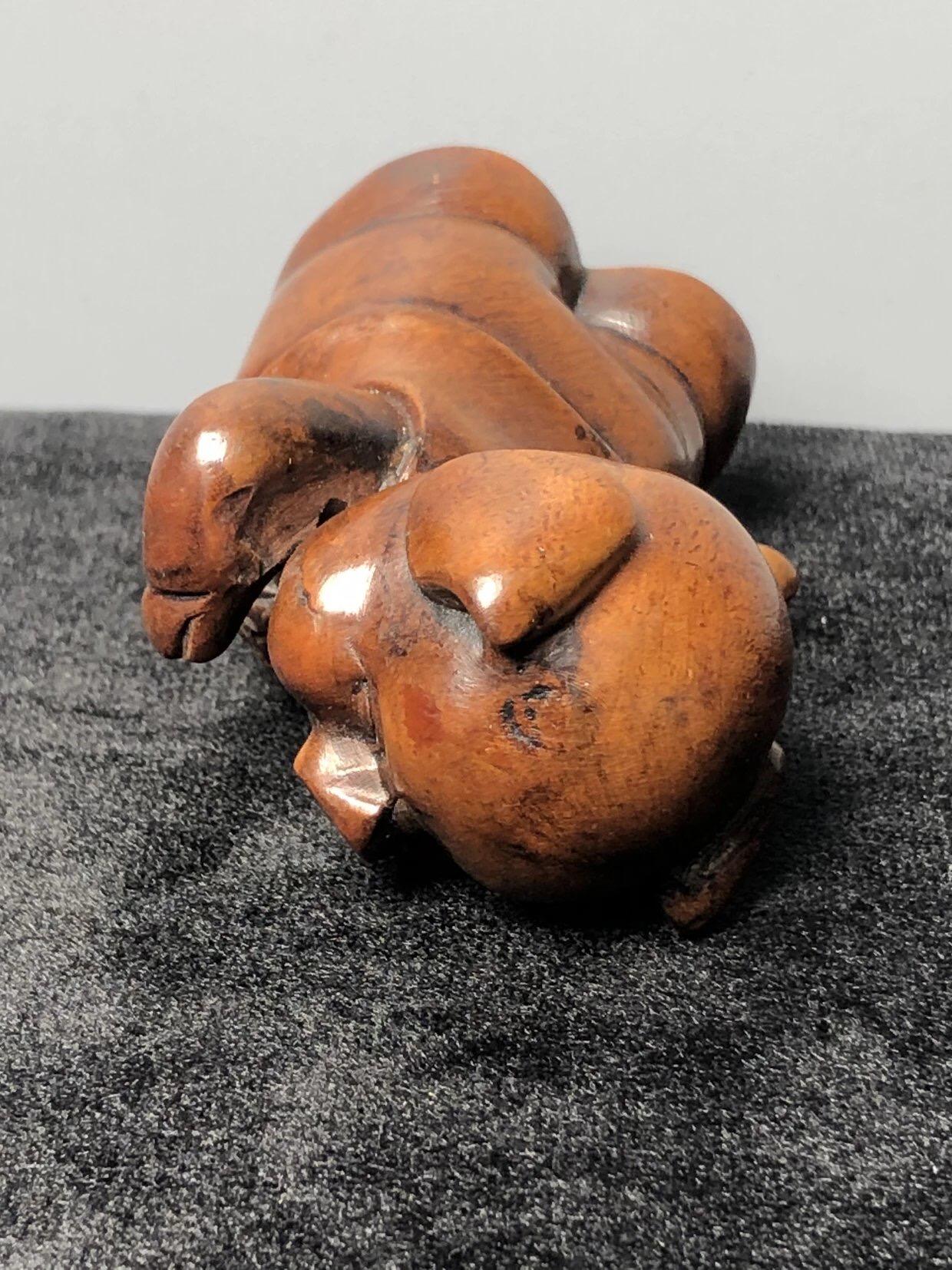 喵了个咪的第三期木器杂项小摆件拍卖 黄杨木招财猪