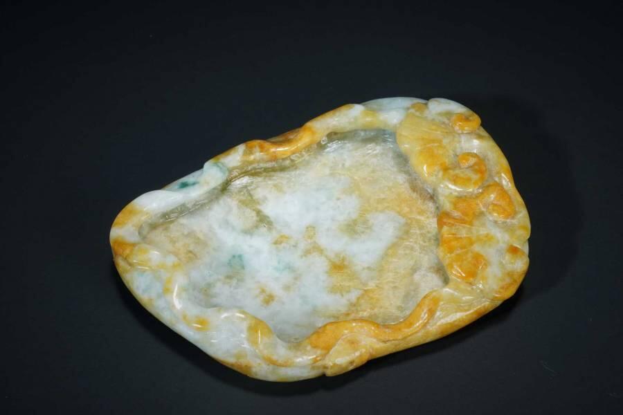 上海都达杂项专场十二（全场包邮】 天然翡翠（A货）灵芝莲花笔洗83-76