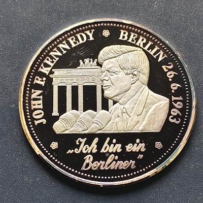 【全场包邮】纯粹捡漏拍499场-持续更新中 - 【银章】美国肯尼迪访德精制纪念银章【19.9克99.9%，纯银价约557元（按28元银价估算）】