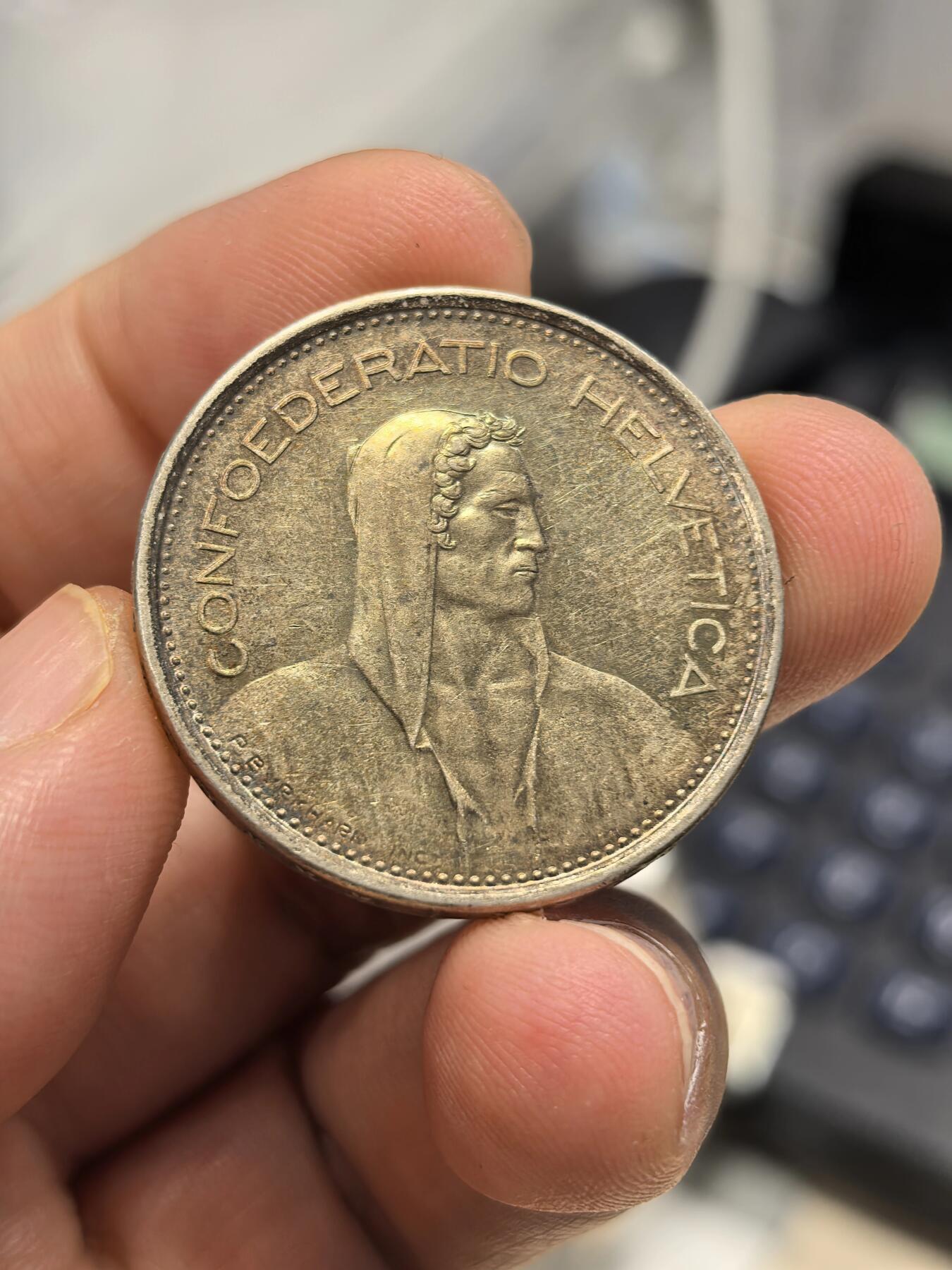 博洋堂世界钱币拍卖第159期（全场包邮） 五彩原光瑞士1966年5法郎银币，15g*0.835银=12.525g纯银