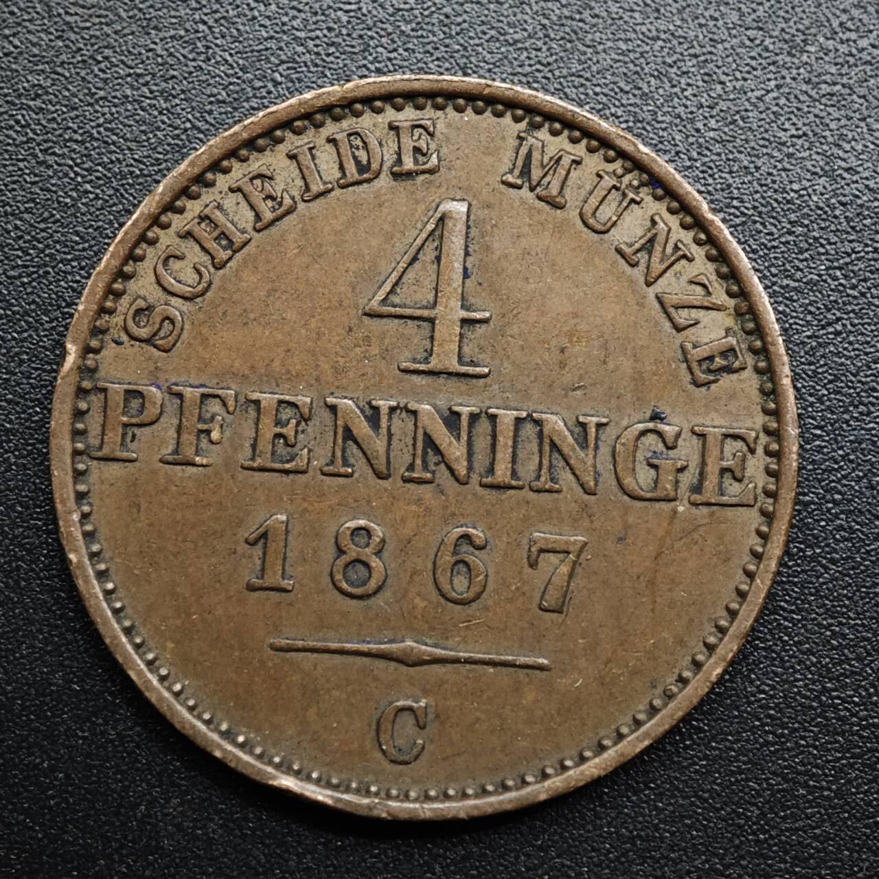 【淘币小摊】限时拍第八百五十七拍  老铜币场  满百包邮可预留两周  周一统一发货  德国普鲁士1867年4便士铜币