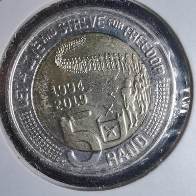 沼泽如烟--第981场 - 南非2019年宪政民主25周年5兰特双色纪念币