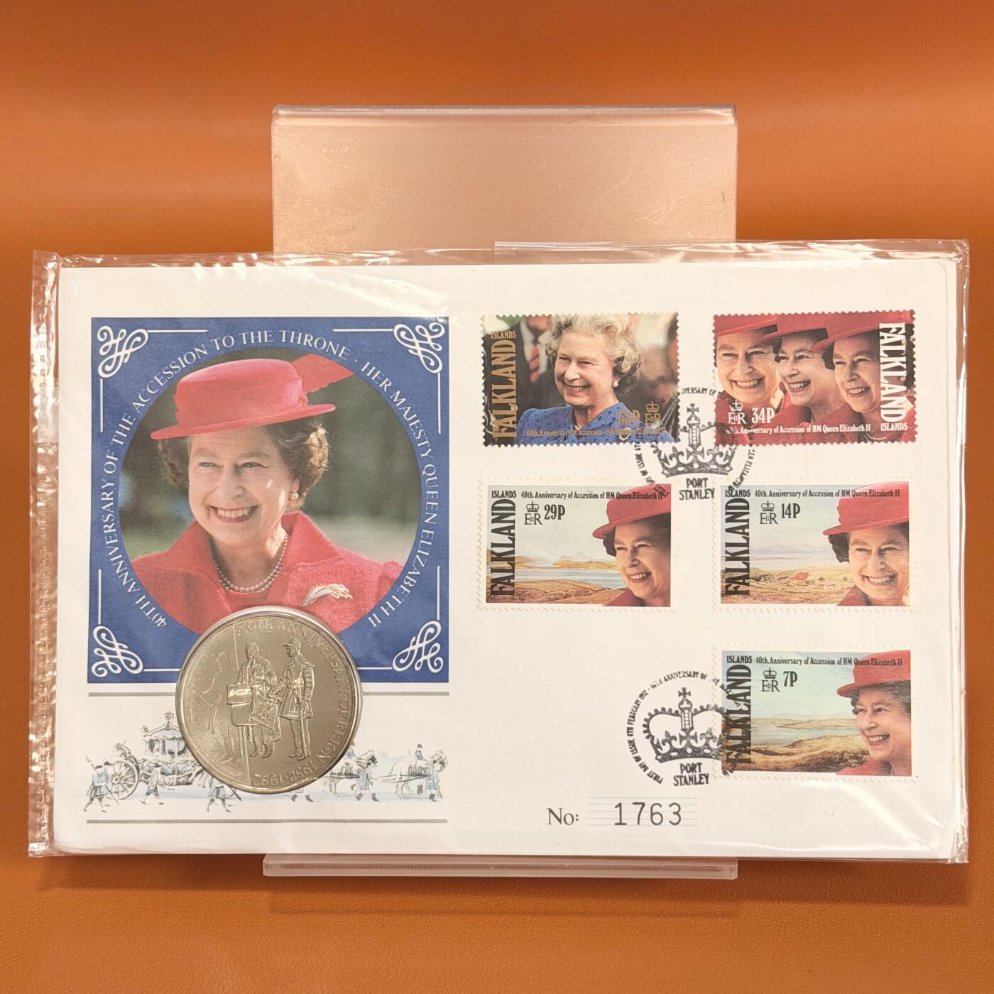 ＜星葵🌻钱币社＞散币克朗场第69期·2月3日发货 〈邮币封〉福克兰群岛1992年女王登基40周年50便士克朗型纪念币