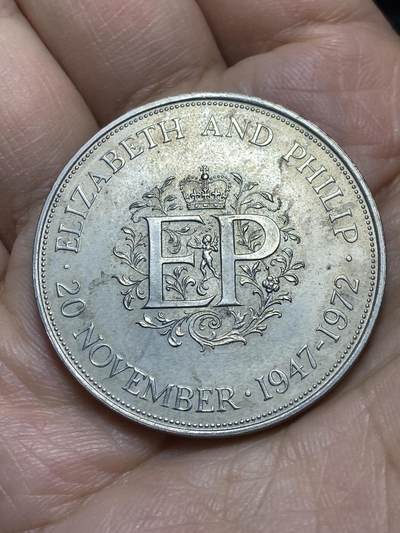 2026年第十六场(总第一百八十五场）外国好品散币场(免佣金) - 英国🇬🇧1972年25便士(伊丽莎白二世和菲利普亲王25周年银婚纪念币)