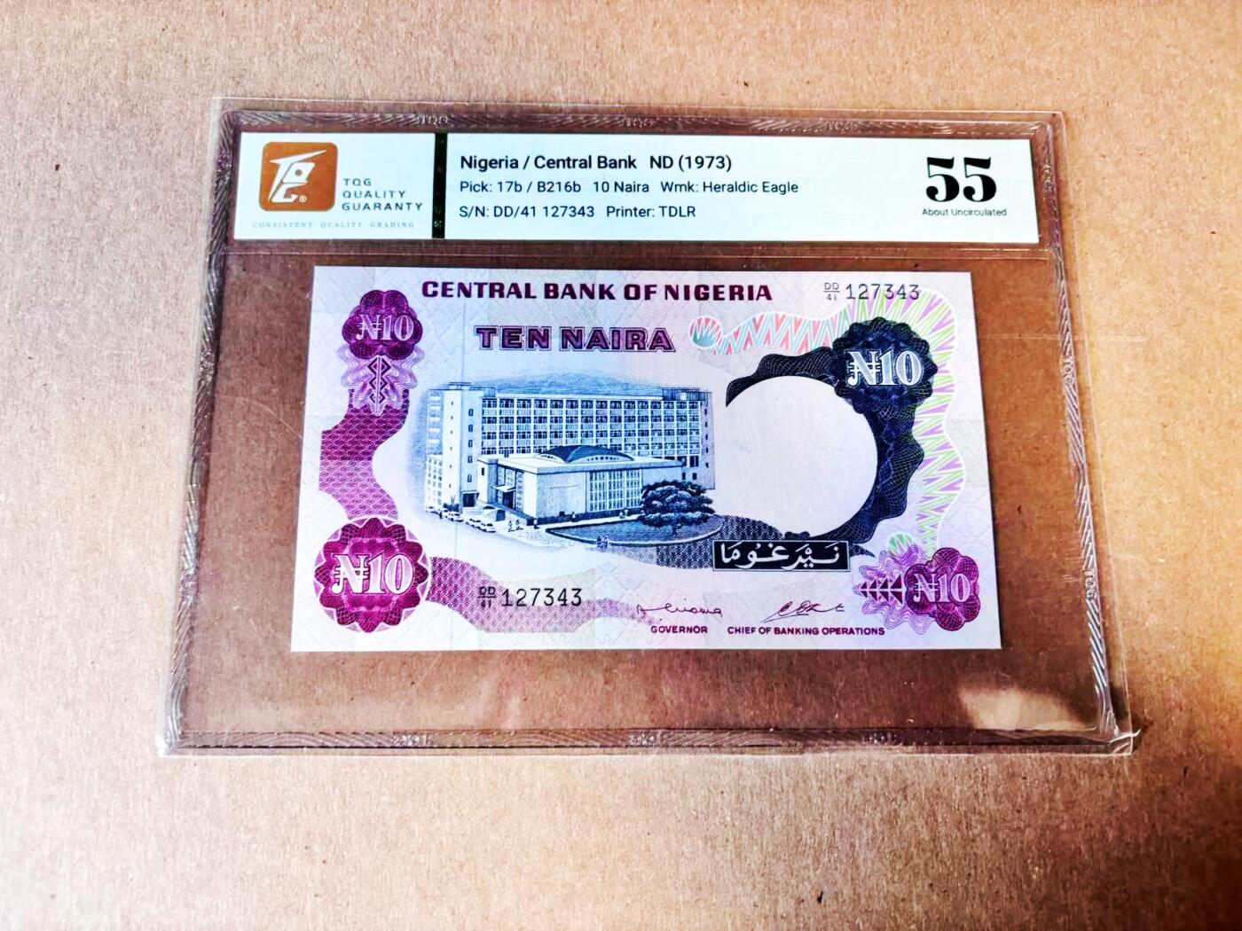 【Blue Auction】世界纸币精拍第781期——18级TOP拍卖/信誉/品质/专业/高效💫 尼日利亚1973年10奈拉 TQG55