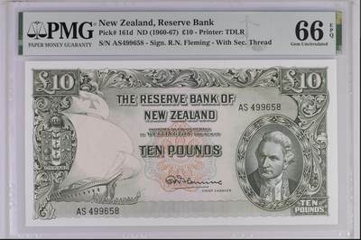 《艾美收藏》第230期-2.1周日外币年前精品场 - 新西兰10镑 PMG66E 1960-1967年 库克船长