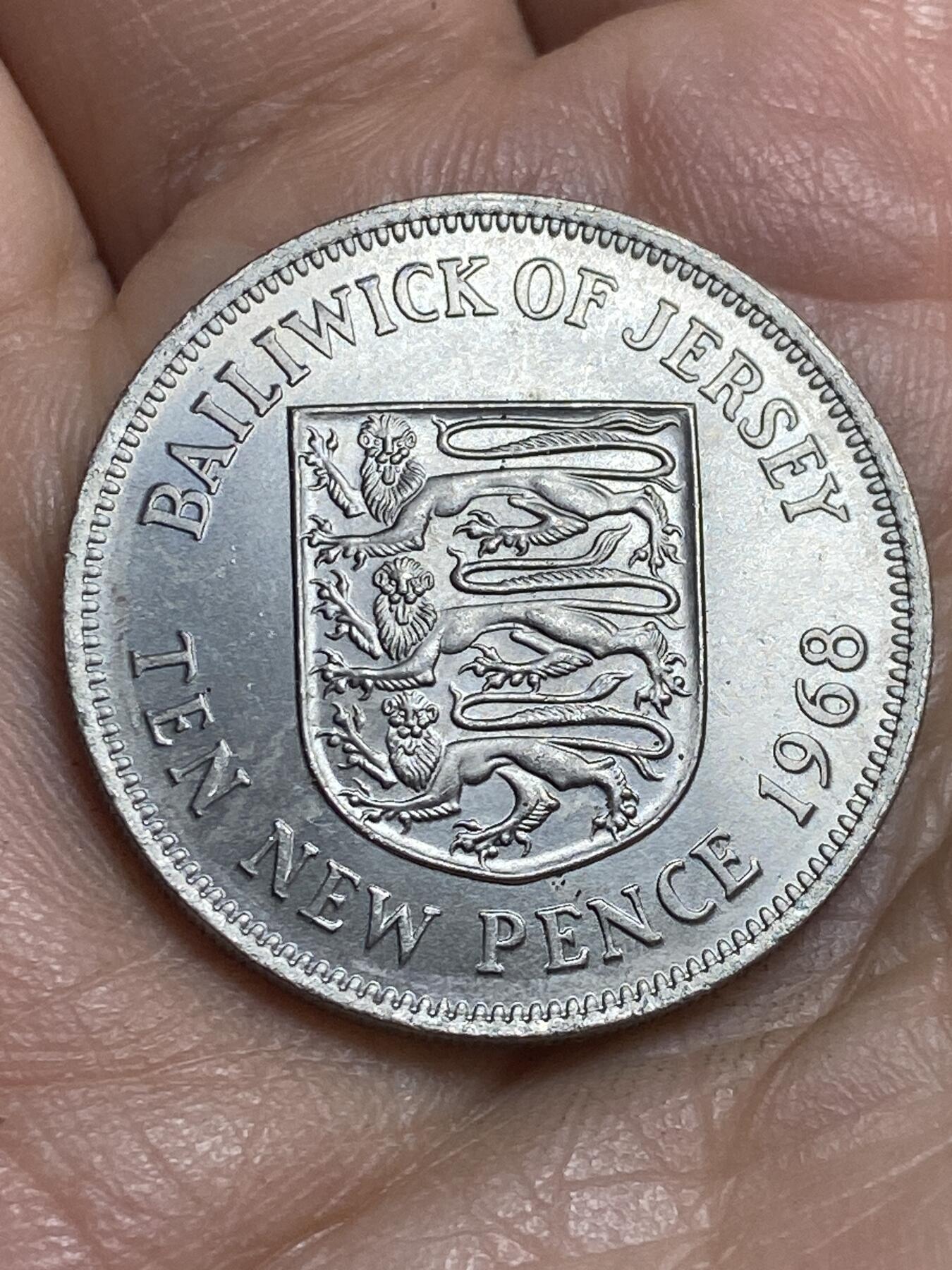 2026年第十六场(总第一百八十五场）外国好品散币场(免佣金) 英属泽西岛🇯🇪1968年10新便士(伊丽莎白二世中年花冠，十进制第一版首发年)