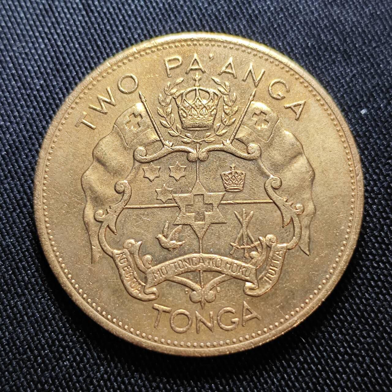 KK钱币收藏小铺  第398期 百期特拍（四拍之二） 2月预留时间 周末发货  1968汤加2潘果大镍币 镀金 加字版