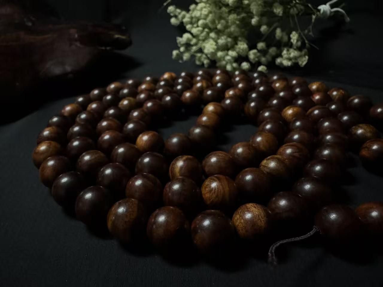 零元拍：海南黄花梨 108/1MM 长串佛珠