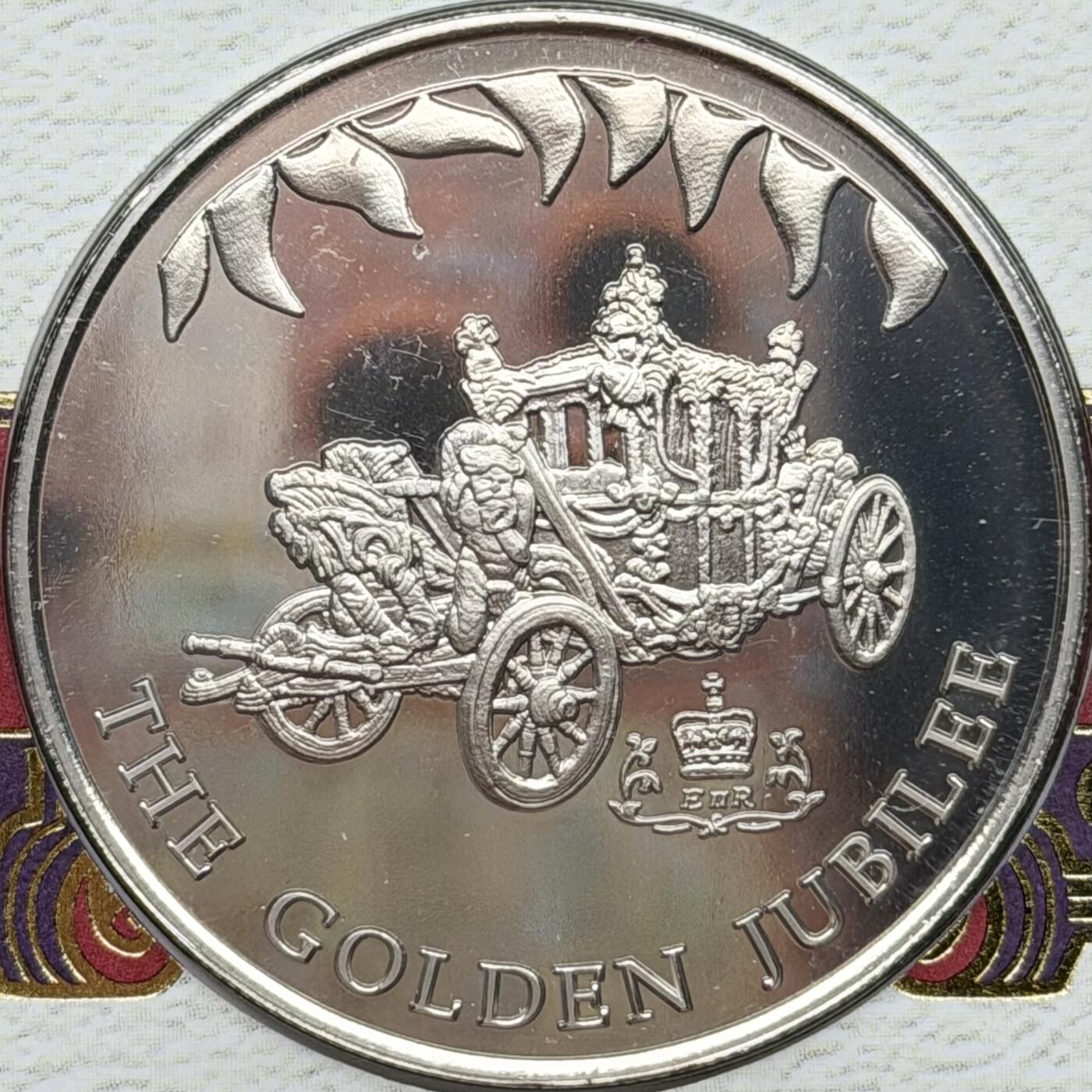 ＜星葵🌻钱币社＞散币克朗场第69期·2月3日发货 〈邮币封〉福克兰群岛2002年女王登基50周年50便士克朗型纪念币