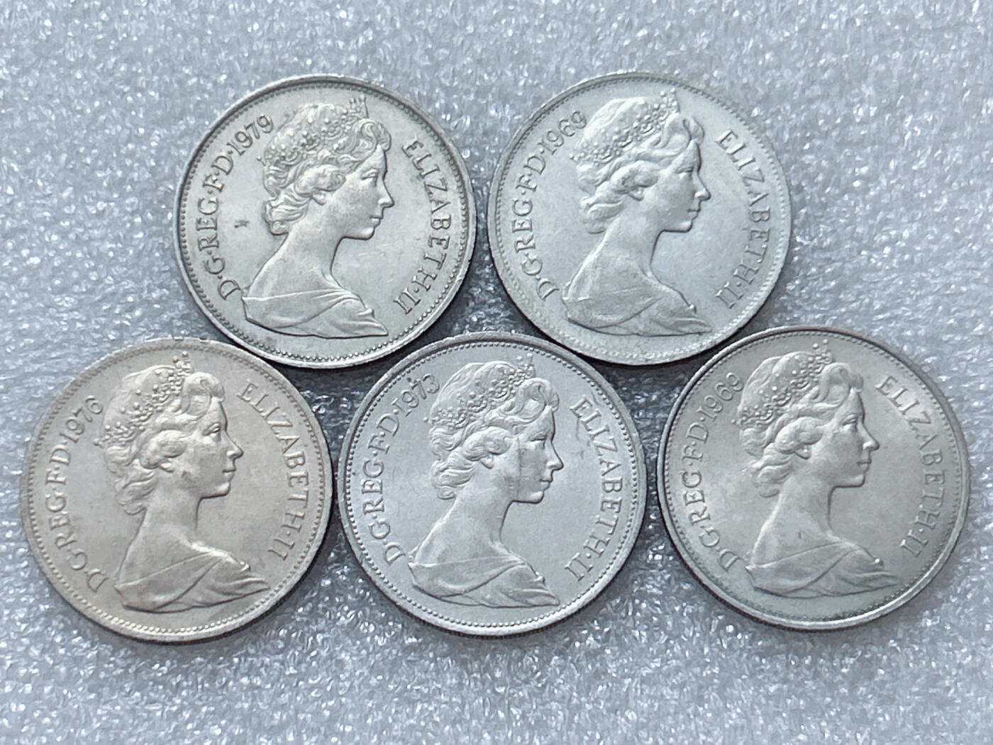 第一海外回流一元起拍收藏 散集专场  第297期 英国10便士硬币 大版 5枚 带光品