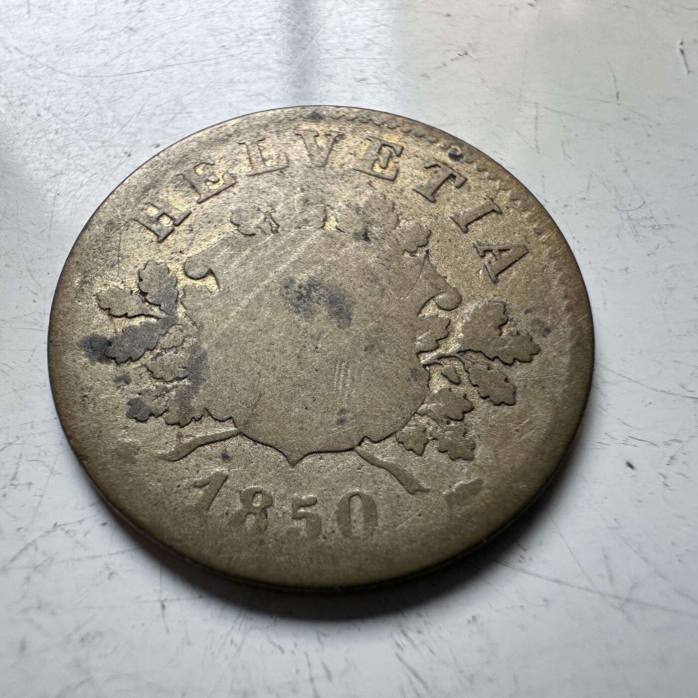 🌹外币初藏🌹🐯2026年第14场  每周二四六晚8️⃣点 接代拍 瑞士1850年10拉彭 10分 银合金 15%银