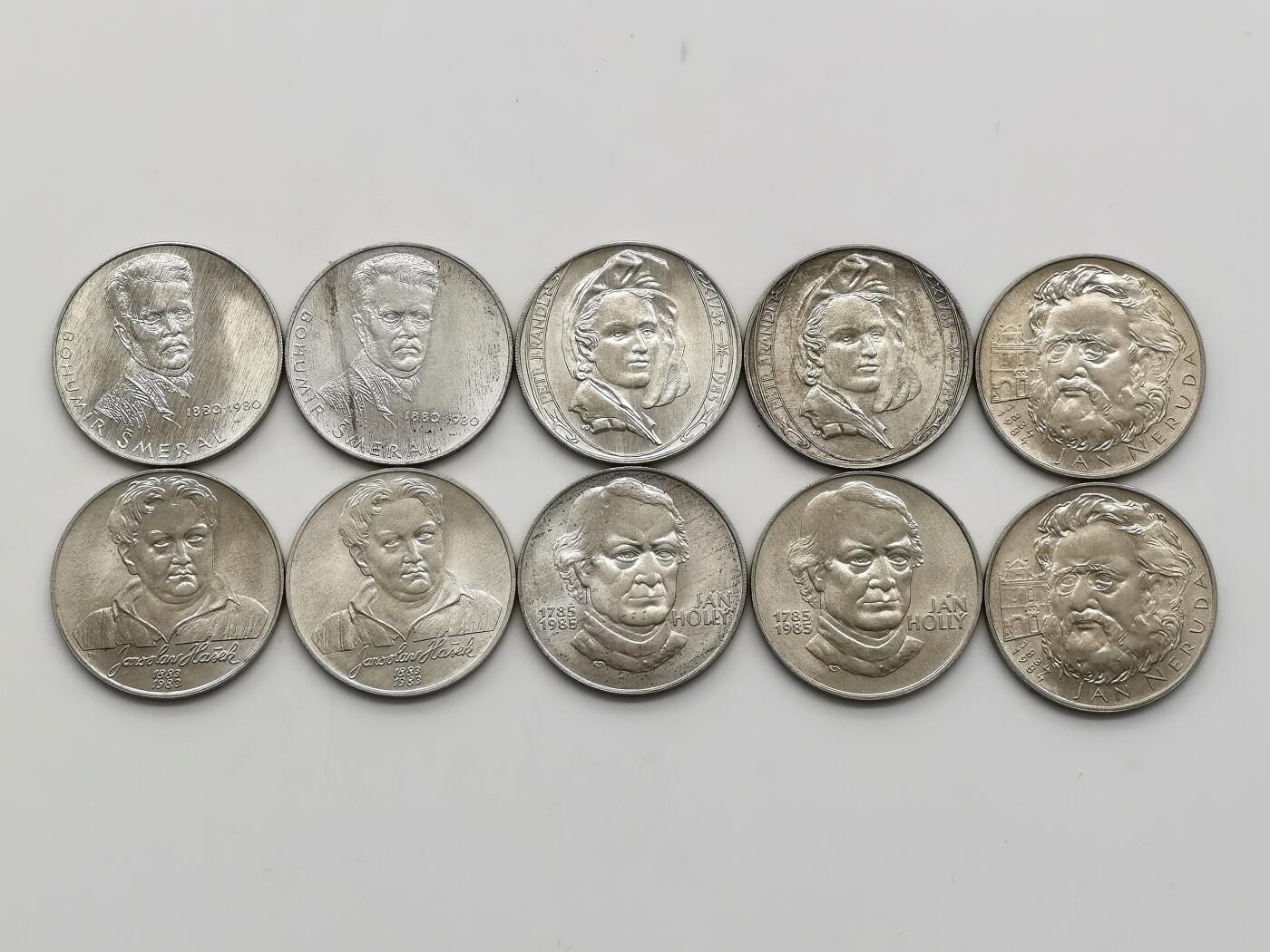 博洋堂世界钱币拍卖第159期（全场包邮） 捷克斯洛伐克100克朗纪念银币一组10枚（5个品种）原卷品相