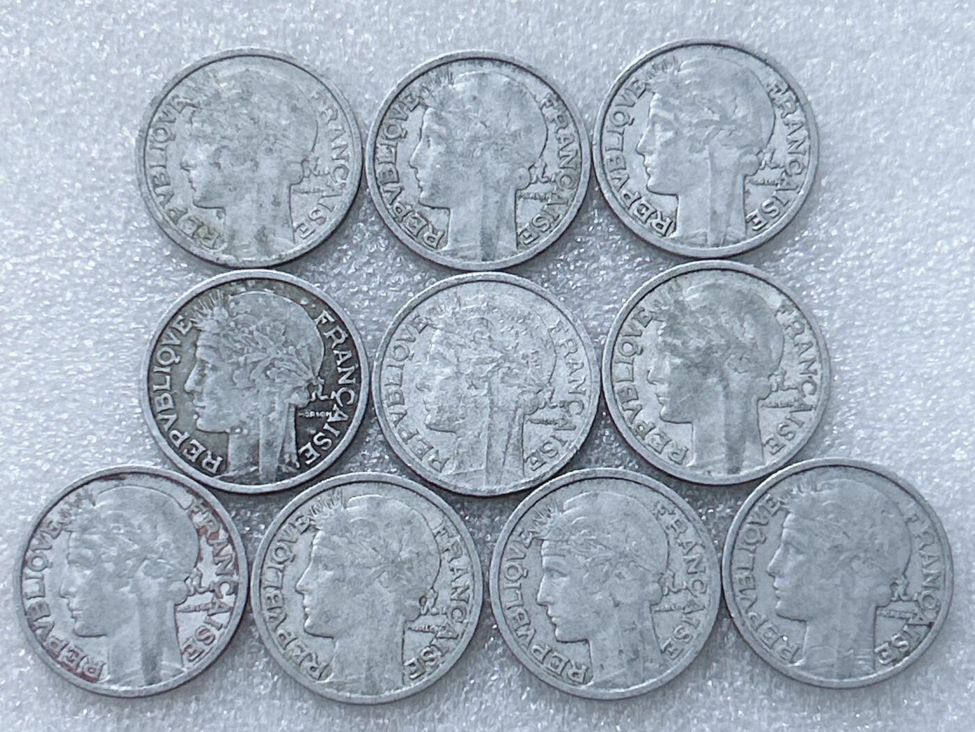 第一海外回流一元起拍收藏 散集专场  第297期 法国1947年2法郎铝币 10枚