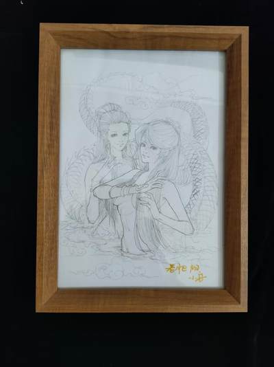 【公益拍卖】小花瓣公益拍卖 拍卖款全部捐给罹患重病卡友 - 【手稿原画】青蛇白蛇 带框 A4