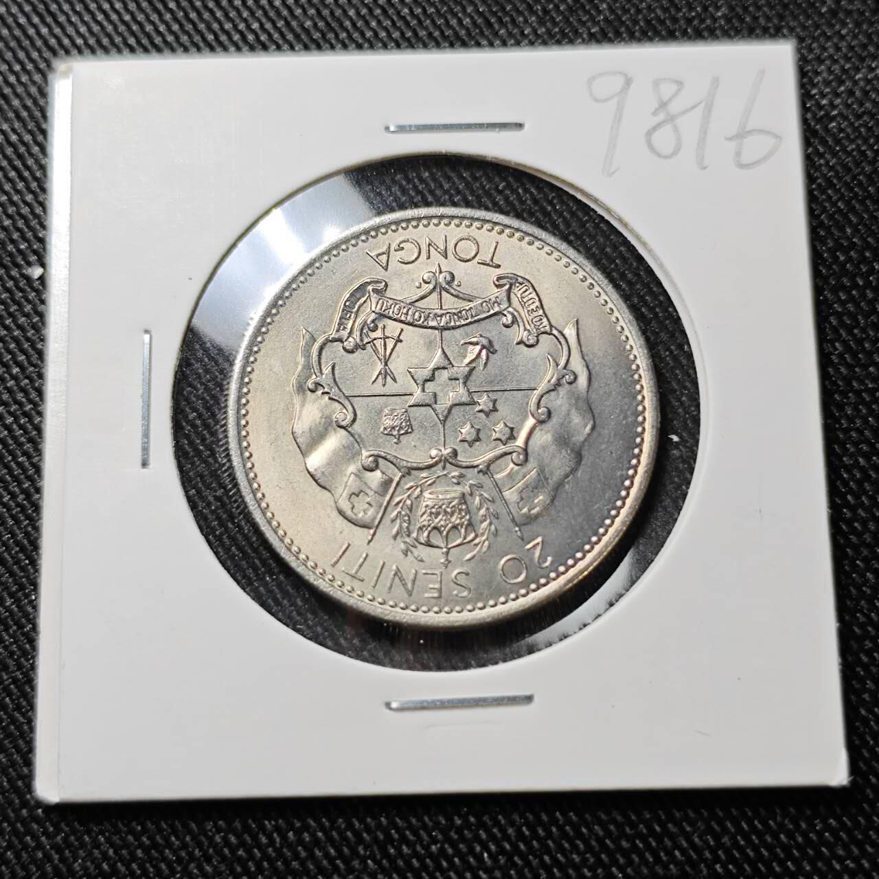 KK钱币收藏小铺  第398期 百期特拍（四拍之二） 2月预留时间 周末发货  1968汤加20分 好品