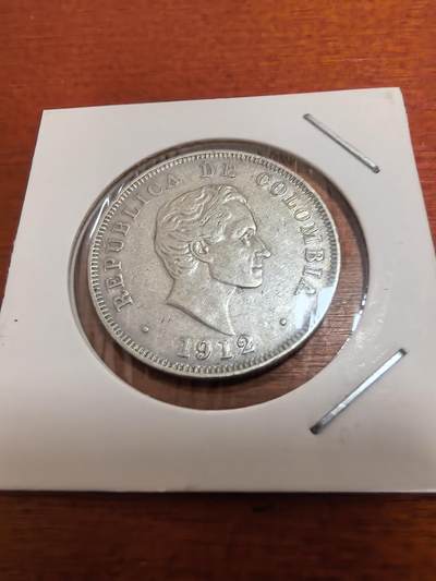 长老汇蛇年精选第九十七场拍卖 - 1912哥伦比亚玻利瓦尔50分银币，12.5克900银，首年份，克书XF40分40美金