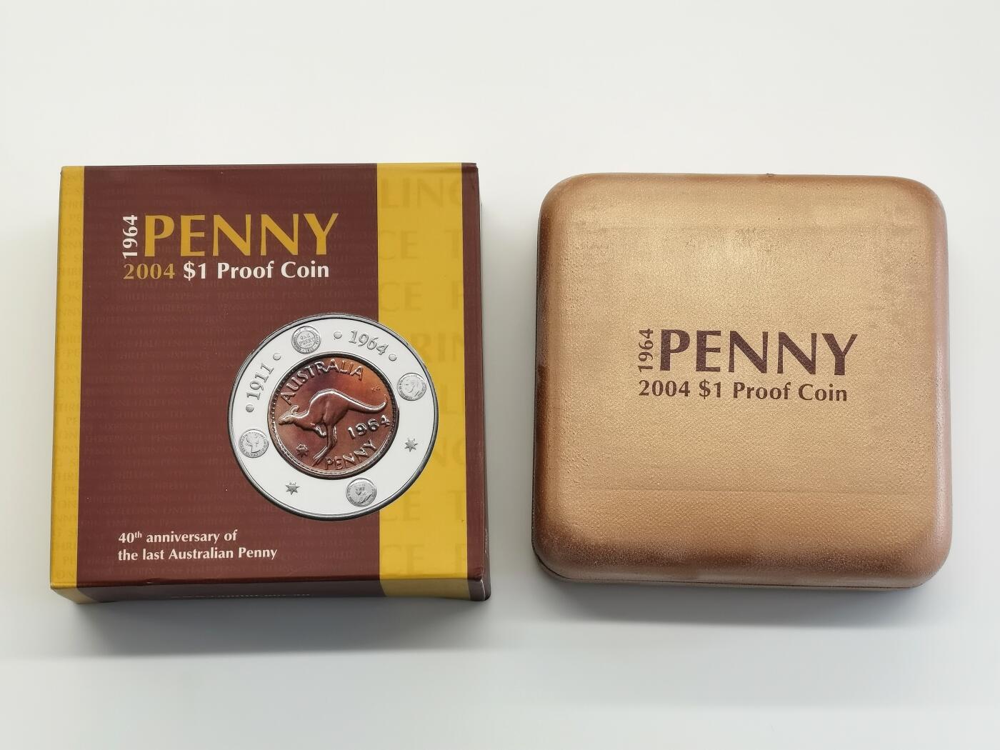 博洋堂世界钱币拍卖第159期（全场包邮） 澳大利亚2004年最后的袋鼠便士40周年精制纪念银币，盒证全，中间纯铜，外圈纯银-2