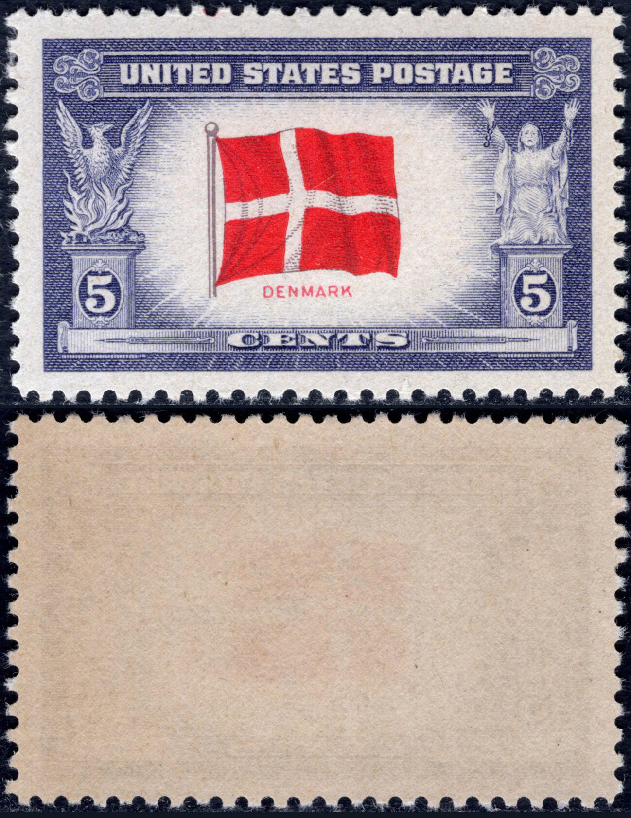 洪涛臻品批发群 精选邮票限时拍卖第1243期  美国1943 丹麦-二战被占领国国旗 全品