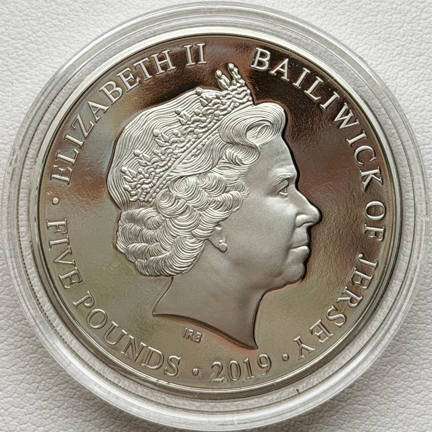 ＜星葵🌻钱币社＞散币克朗场第69期·2月3日发货 泽西岛2019年诺曼底登陆24小时·7点10·美国游骑兵发动攻击5镑克朗型精制纪念币