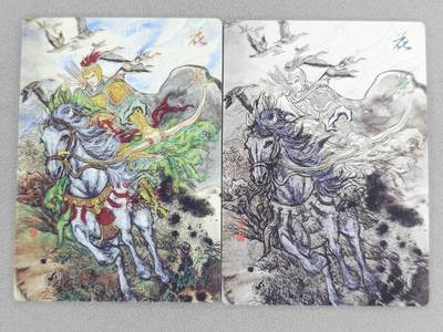 春节前倒数第二场！！龙虎卡牌-七四场（满200元包邮，无佣金，每周六结拍，欢迎送拍） - 普卡2张 墨染水浒 董洁莹 - 花荣 (原色+墨色)