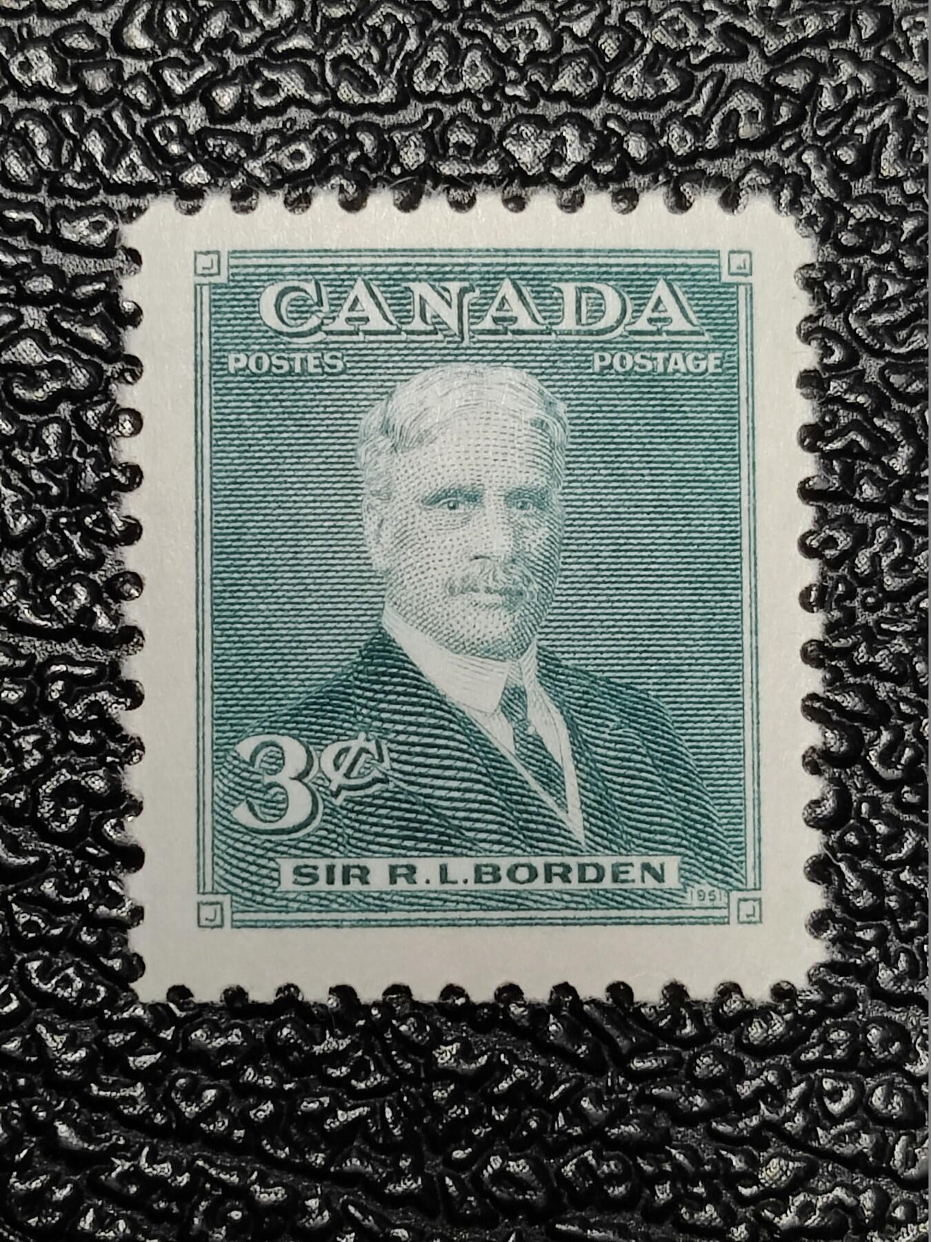 洪涛臻品批发群 精选邮票限时拍卖第1243期  加拿大1952年 一战中的加拿大第八任总理罗伯特·莱尔德·博登 新票, 精美雕刻版, 原胶完美润亮 相当难得的品相, 漂亮！ 【其肖像印于加拿大一百元钞票上】