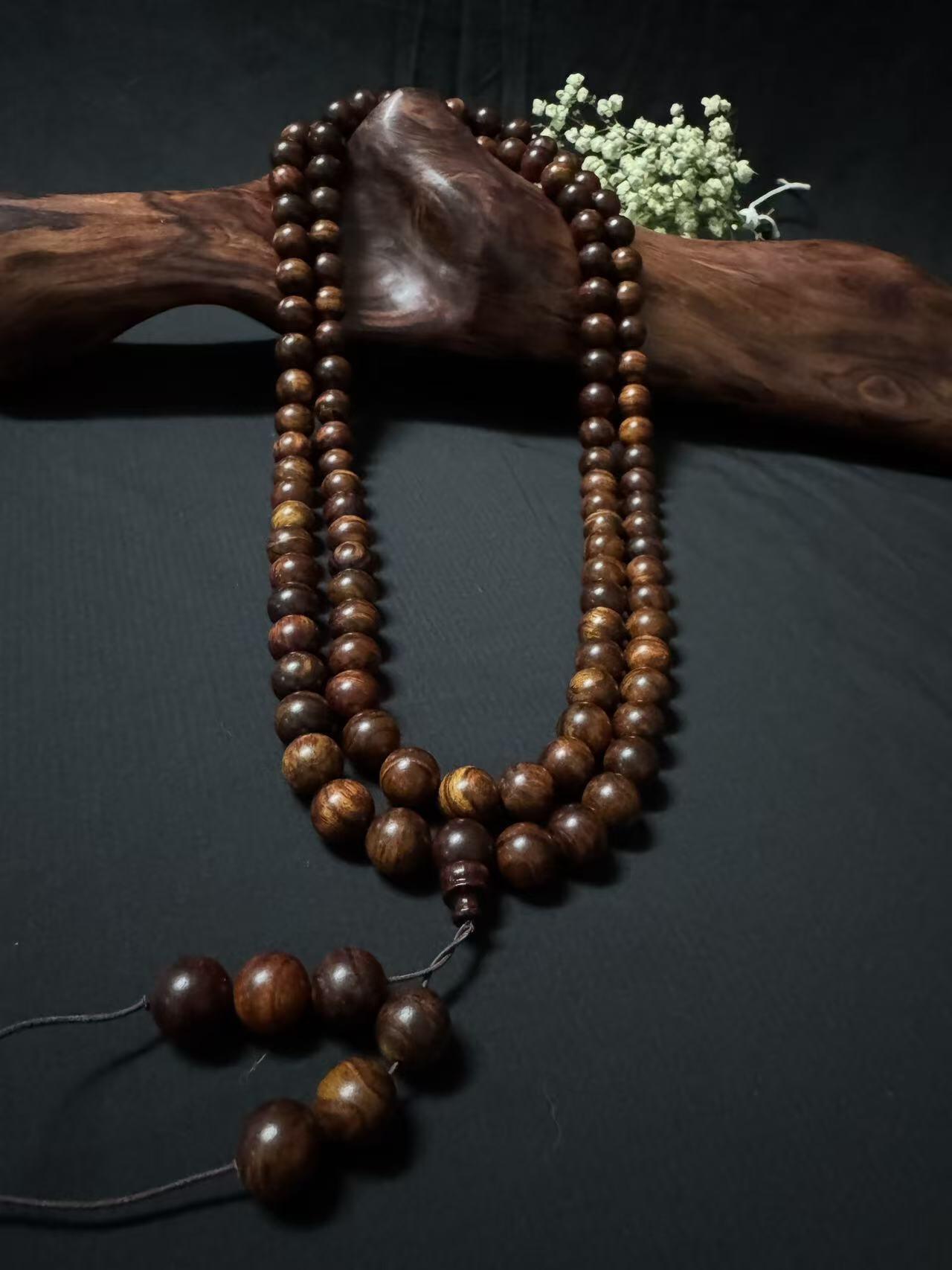 零元拍：海南黄花梨 108/1MM 长串佛珠